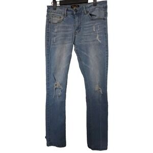 Ring of Fire Jeans Mens Blue‎ Denim Skinny Stretch Casual Distressed Y2K 32Wx30L